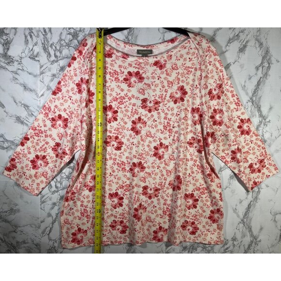 Style & Co Floral Print 3/4 Sleeve Top 3X 100% Supima Cotton - Picture 3 of 9